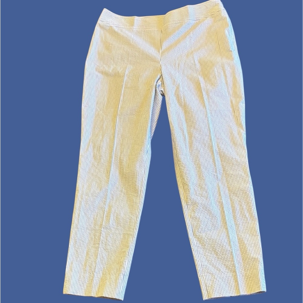 Blue and white seersucker pants Talbots size 6 petite NWOT